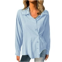 Modna ženska ležerna obična košulja s reverom s dugim rukavima, jednoredni kardigan, bluza od 98 do 4867595