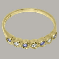 Britanci su napravili 10k žuto zlato kubični cirkoni i prirodni tanzanit ženski vječni prsten - Opcije veličine