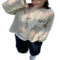 Ženski pleteni krop s dugim rukavima, pulover s vilinskim džemperom