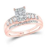 10K ružičasto zlato okrugli dijamantski klaster mladenkini zaručnički prsten cttw