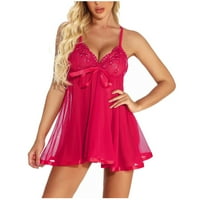 Idoravan Womens Nightgown Chemise bez rukava bez rukava za spavanje puna čipka V-izreza donjeg rublja