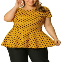 Jedinstvene ponude ženske plus veličine kratkih rukava polka točkice peplum bluza