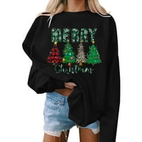 Ženska odgovarajuća ležerna labava majica s božićnim printom s okruglim vratom, puloveri s okruglim vratom, vrhovi