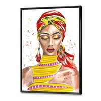 DesignArt 'Egzotični šareni portret afroameričke žene' tradicionalne uokvirene platnene zidne umjetničke tiska