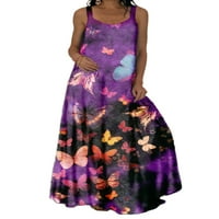 Duga Maksi haljina s cvjetnim printom za žene ljetna ležerna ljuljačka haljina široka boho haljina