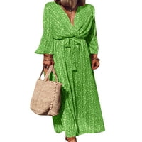 Ženska duga haljina s raširenim rukavima, maksi haljine, labave ženske seksi večernje zelene;