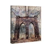 Wynwood Studio Arhitektura i zgrade zidne umjetničke platnene otiske 'Brooklyn Bridge' Poznati mostovi - smeđa,