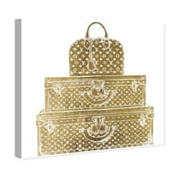 Wynwood Studio Mode and Glam Wall Art Canvas Otisci 'Kraljevska torba i prtljaga Gold Diecut' Travel Essentials