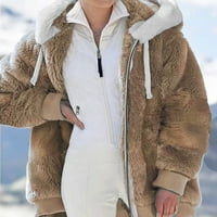 Zimski kaput za žene plus veličina zima topla labava plišana jakna s kapuljačom kapuljača kaki l