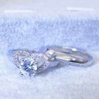 Ženski prsten nježni modni prsten od srebra od bijelog safira i dijamanta za zaruke ženski prsten