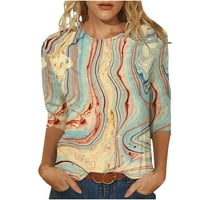 Ljetni vrhovi za žene u A-listi-tunika dugih rukava pulover Ležerne Ženske majice s okruglim vratom s printom