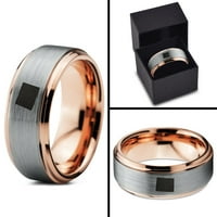 18k ružičasti zlatni prsten od volframovog prstena za muškarce i žene udobnog uklapanja sa stepenastim rubom brušenog
