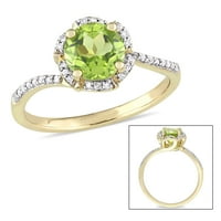 Miabella Women's 1- Carat T.G.W. Peridot i Carat T.W. Dijamantni 14KT žuti zlato cvjetni halo zaručnički prsten