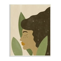 Stupell prikazuje ženu u visokoj travi, apstraktni portret s kosom, 19 godina, Dizajn