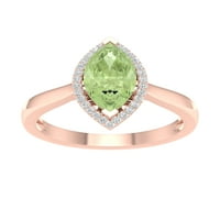 Carski dragulj ružičasto zlato 10K izrezano Markiz zeleni ametist ametista s dijamantom prsten za žene