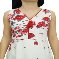 Ženska bijela Maksi haljina s cvjetnim printom, haljina za zabavu bez rukava s izrezom u obliku slova A-8