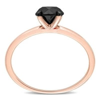 1- Karat T.W. Black Diamond 14K Rose Gold Pasijans zaručnički prsten