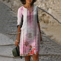 Ženska ljetna Vintage haljina s izrezom u obliku slova A i kratkim rukavima s printom