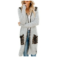 Ženska Vanjska odjeća od poliestera, jakne, odijela, modni ženski pleteni kaput-kardigan s prugastim leopard printom