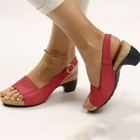 Otvorene sandale platforme s nožnim prstima visoke pete chunky crvene boje