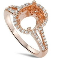 Dijamantni prsten od ružičastog zlata od 12 karata s podijeljenim drškom i aureolom za oval od 14 karata