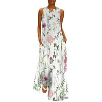 Prikladna Maksi haljina za žene ljetna ženska modna široka elegantna duga haljina bez rukava s prorezom cvjetne