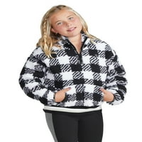 Justice Girls Sherpa Quarter Zip s prednjim džepom, veličine 5- & Plus