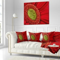 Designart crvena tratinčica gerbera cvijet izbliza - cvijeće bacaju jastuk - 16x16