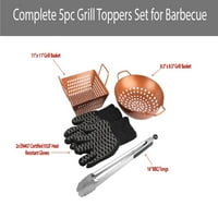 Pitmaster King Grill Topper BBQ roštilj bakrena tava i pladanj set sa 16 KANGS i EN certificirani 932F rukavice