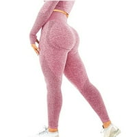 Tajice za žene kontrolu trbuha čista boja -dizanje fitnesa visokog struka Capri hlača ružičasta s