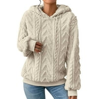Ženski džemperi Zimski nejasni ručak dukserica kabel jakard topli šerpa pulover nadmašuje pahuljasti kaput beige