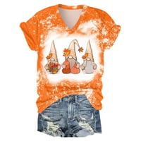 Fabiurt majice za žene, ženske Ležerne majice s printom, majice s kratkim rukavima, Bluza od tunike, narančasta