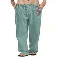 Grianlook muške lagane hlače od čvrstih boja elastični struk s džepovima hlače joga perje ispis dna
