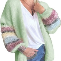 Ženski dugi rukavi Otvoreni prednji pleteni džemper Cardigan Mohair Stripe casual labav kaput nadmašuje S-xxl