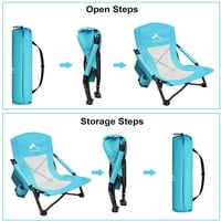 Stolica za plažu za odrasle, stolica za plažu, ruksak s držačem za čaše, torbicom za nošenje i mrežastim naslonom,