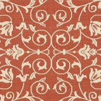 Unutarnji i vanjski tepih s cvjetnim uzorkom, 7'10 7'10 kvadratna, prirodno crvena
