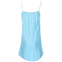 Ljetne haljine za ženske modne modne rukavice Ljetni pamuk pamuk modna dugačka haljina za žene plave l