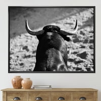 Crno -bijeli portret španjolskog bika II uokvirenog fotografskog platna umjetnički tisak