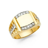 14k bijeli i žuti zlatni nakit od 11k dvobojni kubični cirkonij muški prsten veličine 11