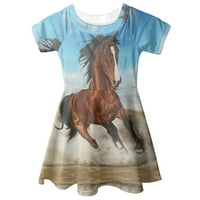 Pustinjska smeđa konja konja tinejdžerka midi haljine za putovanja ljetna lagana haljina za ljuljanje s rukavima