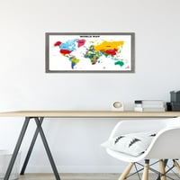 Zidni plakat za kartu svijeta, uokviren 14.725 22.375
