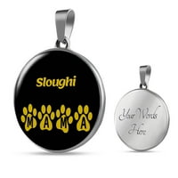 Ogrlica Sloughi Mama Circle Ogrlica od nehrđajućeg čelika ili 18k zlato 18-22 Ljubitelj psa Vlasnika
