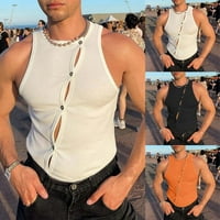 Summer muški gumbi bez rukava otvoreni tenk vrhovi tanko opremljeni bluza majice majice