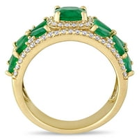 Donje prsten s cvjetnim uzorkom od žutog zlata 14 karata Miabella s 2-karatno smaragdu T. G. W. подушечной rez