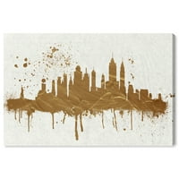 Gradovi Avenue i Skylines Wall Art Canvas ispisuju 'Gold NY Skyline' gradovi Sjedinjenih Država - Zlato, bijelo