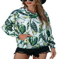 Majica s cvjetnim printom u donjem rublju, Ženske majice s kapuljačom, široki puloveri s dugim rukavima, džepni