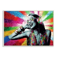 Stupell Industries Šarena moderna glazba Rainbow Portret Photo Wall Plake