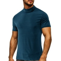 Muška majica bez rukava-pripijena majica s visokim vratom lagana jednobojna majica za mišiće ležerna majica kratkih
