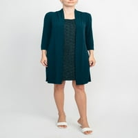 Povezani izrez za odjeću 3- Rukavi prevuku kratku metalnu pletenu haljinu s priloženom jaknom-tamnom Mallard 10