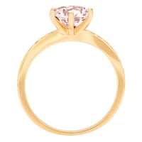 Ružičasti simulirani dijamant okruglog reza od 1,71 karata ugraviran u žuto zlato od 18 karata, vjenčani prsten
